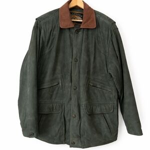 Colebrook Co. Men’s Leather Barn Jacket / Field Jacket – Plaid Lined – Size L